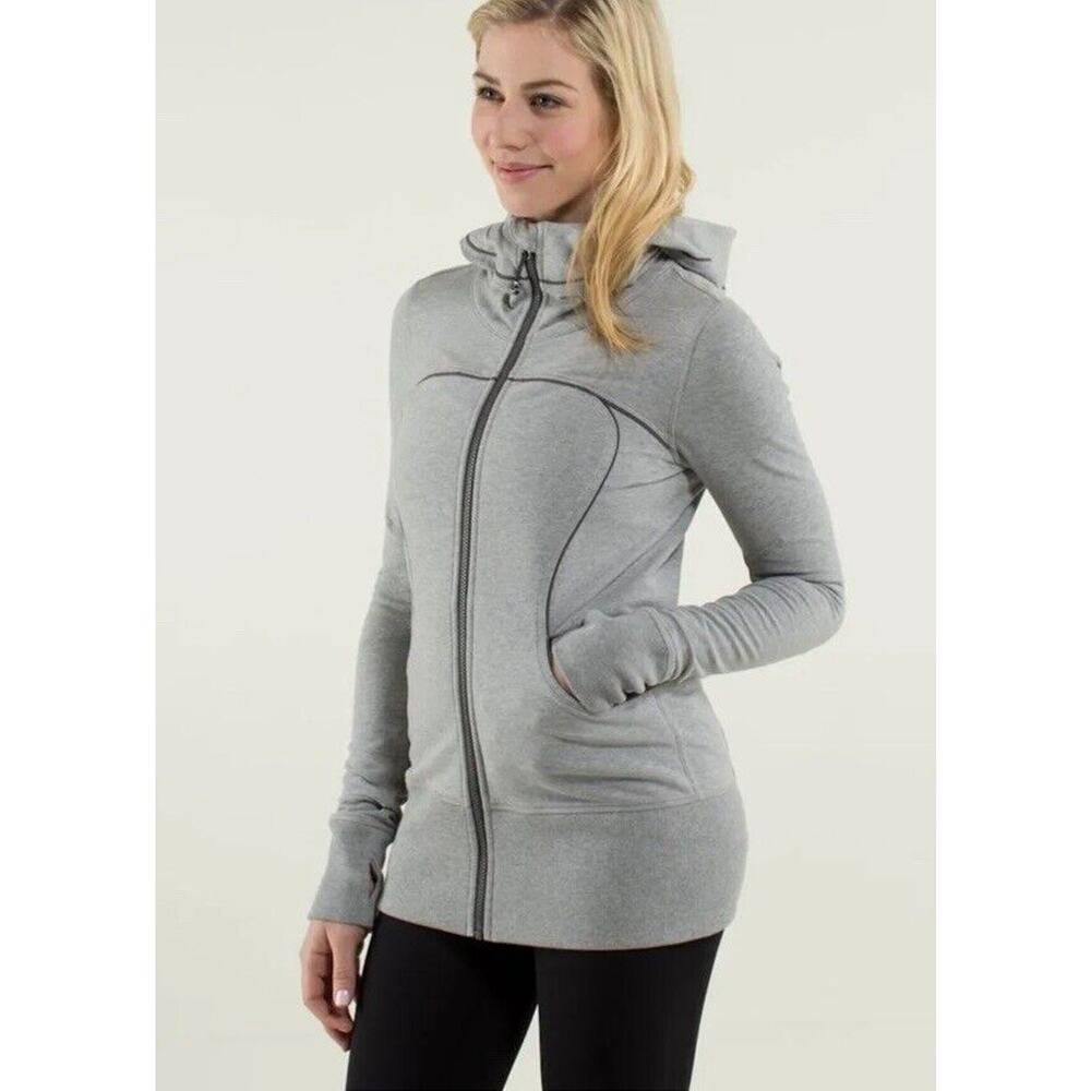 LULULEMON LIVE SIMPLY HOODIE HOODY JACKET II HEATHERED MEDIUM GREY SIZE 4 - Picture 4 of 8